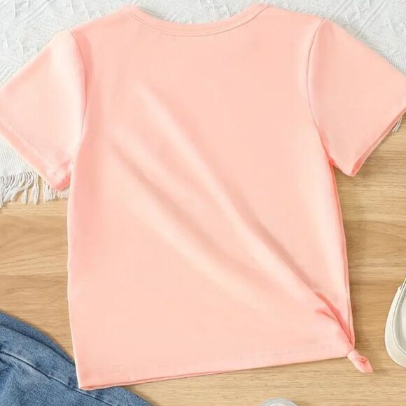 NWT Child Girls Pink Short Sleeve Graphic Tee Shirt “Hello First Grade” - Size 5 - Picture 2 of 2